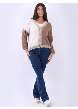 Multi Color Block Knit Crop Cardigan