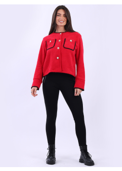 Front Pockets Whipstitch Crop Jacket