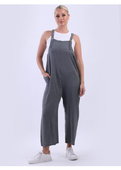 Plain Wide Leg Cotton Dungaree