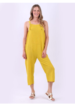 Plain Wide Leg Cotton Dungaree