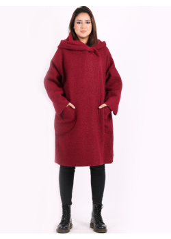 Front Pockets Hooded Woolen Jacket