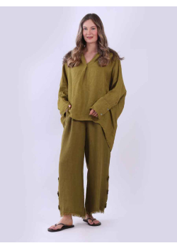 Ladies Lagenlook Batwing Linen Casual Tunic Top
