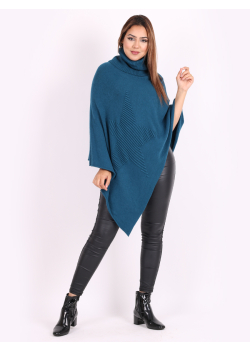 Knitted Star Cowl Neck Lagenlook Poncho