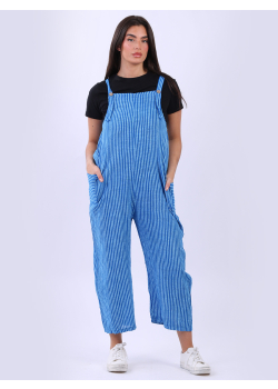 Ladies Stripy Print Cotton Pabo Jumpsuit 