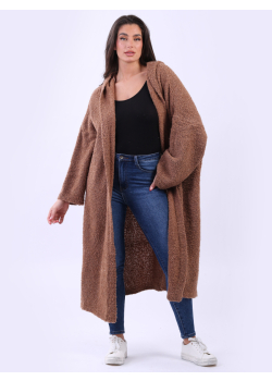 Ladies Plus Size Open Front Wooly Cardigan