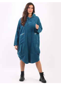 Ladies Cotton Corduroy Quirky Hoodie Dress