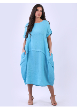 Ladies Plain Linen Plus Size Slouch Dress