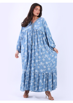 Plus Size Floral Print Long Swing Dress