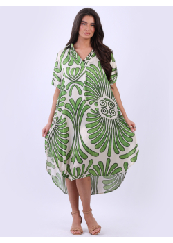 Ladies Plus Size Tropical Print Sun Dress