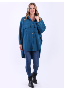 Corduroy Cotton Ladies Hi Lo Shirt Dress