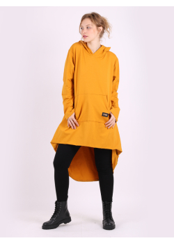 Plain Cotton Hi-Lo Hem Hooded Top