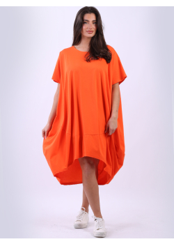 Ladies Solid Cotton Lagenlook Slouchy Oversized Dress