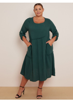 Plain Cotton Midi Swing Dress