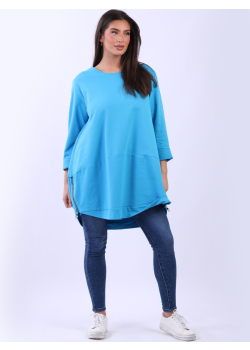 Plain Cotton Zipped Hem Oversized Top