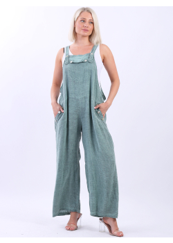 Ladies Wide Leg Plain Linen Pabo Jumpsuit