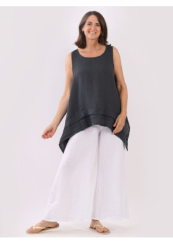 Plain Linen Sleeveless Summer Tunic Top