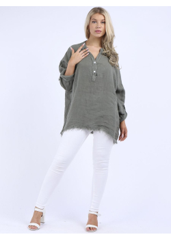 Women Oversized Solid Lagenlook Top