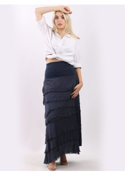 Plain Silk Ruffle Tiered Skirt