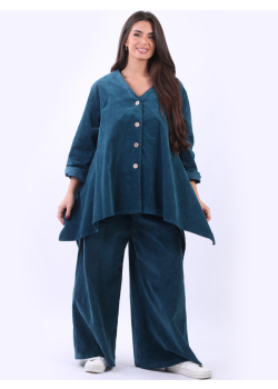 Ladies Plus Size V-Neck Cotton Corduroy Tunic