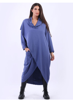 Cowl Neck Plus Size Cotton Dress