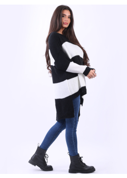 Ladies Stripy Oversized Chunky Woolen Knitted Jumper