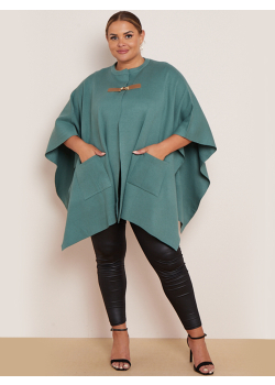 Front Buckle Oversized Lagenlook Knitted Cape