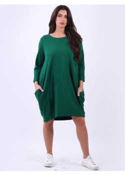 Side Pockets Plain Cotton Dress