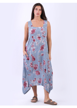 Plus Size Sleeveless Floral Cotton Tank Dress