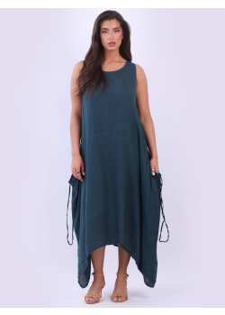 Plain Linen Lagenlook Sleeveless Maxi Dress