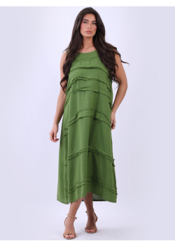 Women Sleeveless Linen Lagenlook Casual Summer Dress