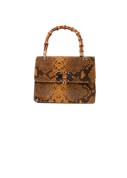 Snake Print Leather Hand Bag