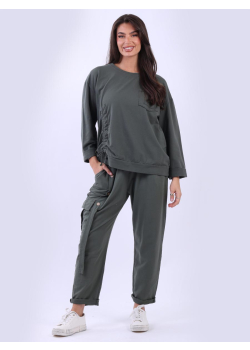 Ruched Side Knot Solid Cotton Crop Top