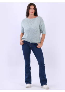 Ladies Plain Knitted Crop Wooly Jumper