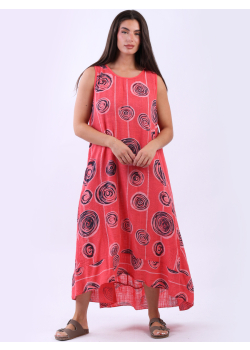 Plus Size Women Sleeveless Spiral Cotton Dress