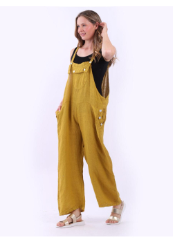 Plus Size Square Neck Strappy Pabo Linen Jumpsuit