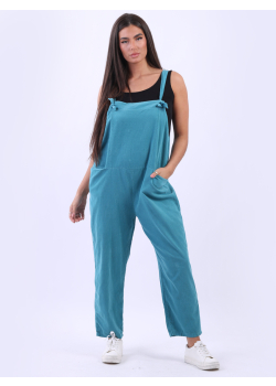 Plus Size Strappy Cotton Lagenlook Corduroy Dungaree