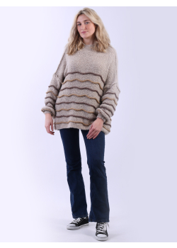 Batwing Wool Knitted Stripy Jumper
