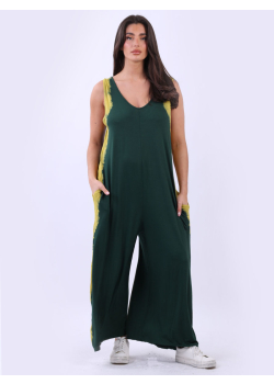 Ladies Plus Size Tie And Dyed V- Neck Jumpsuit