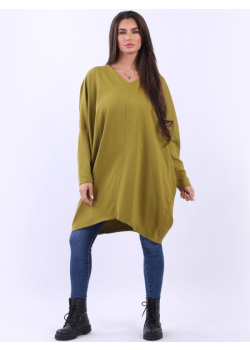 Ladies V-Neck Batwing Cotton Baggy Top