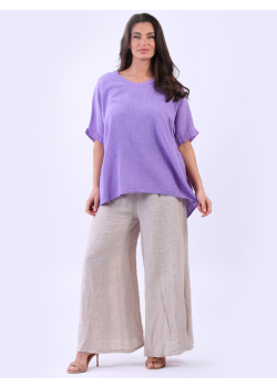 V-Neck Solid Cotton Hi-Lo Baggy Top