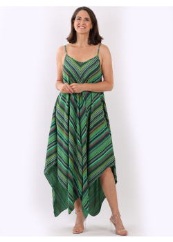 V-Neck Stripy Lagenlook Dress