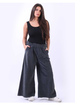 Plus Size Wide Leg Cotton Corduroy Palazzo