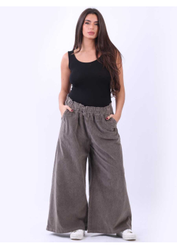 Plus Size Wide Leg Cotton Corduroy Palazzo