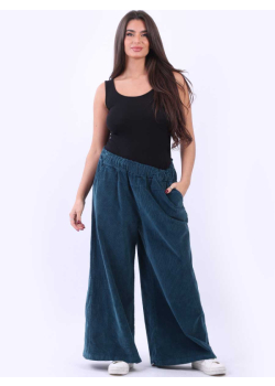 Plus Size Wide Leg Cotton Corduroy Palazzo