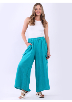 Plain Linen Wide Leg Ladies Trouser