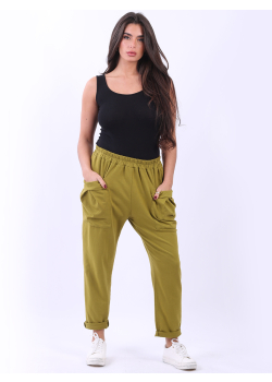 Ladies Plus Size Solid Cotton Sweat Pant