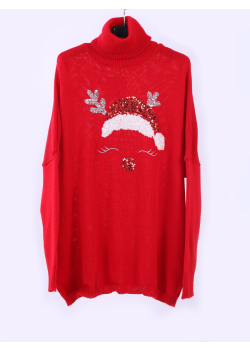 Drop Shoulder Xmas Knitted Sequin Jumper