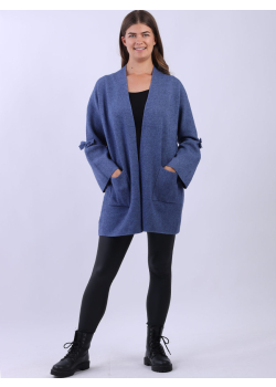 Ladies Open Front Longline Knitted Cardigan