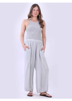 Plain Pleated Relaxed Fit Linen Pants