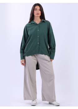 Front Buttons Cotton Corduroy Solid Shirt